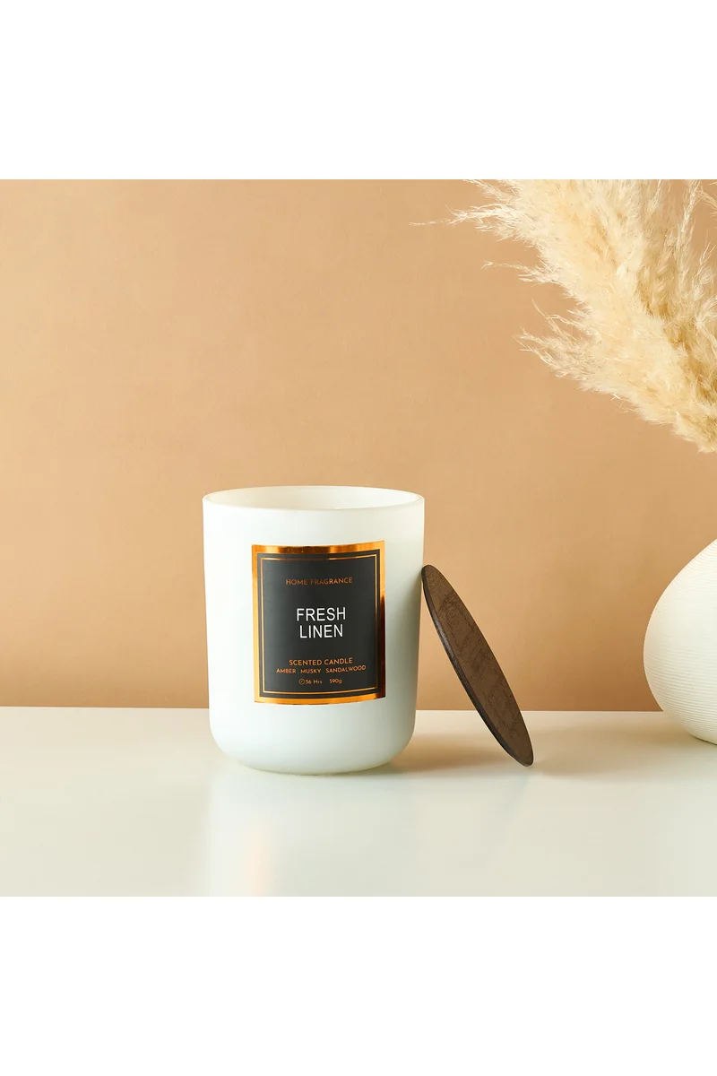 LIFESTYLE Elegance Matt Fresh Linen Scented Glass Jar Candle - 590 gms